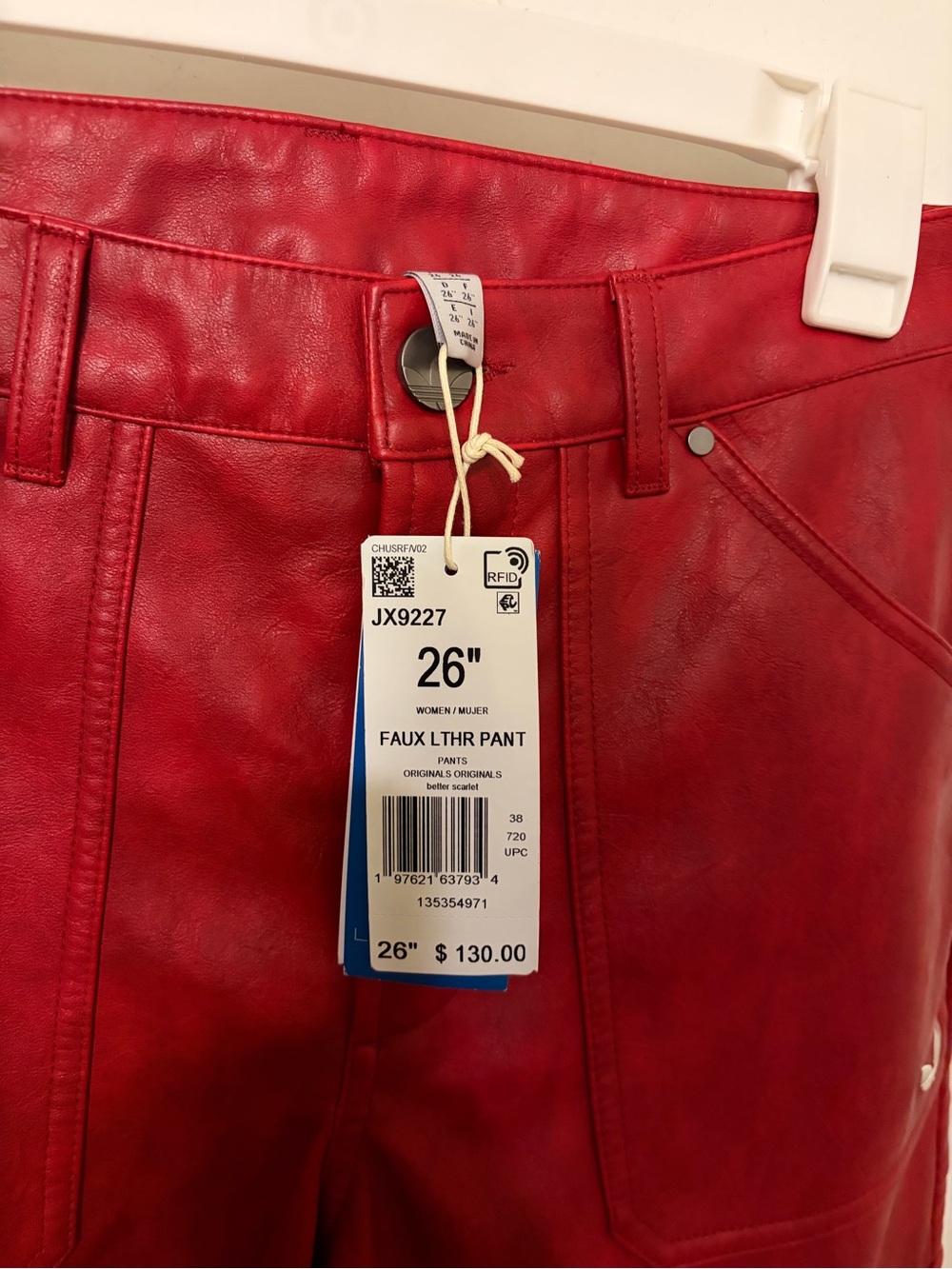 Adidas Red Wide-Leg Cargo Pants with White Stripes - Picture 5 of 7